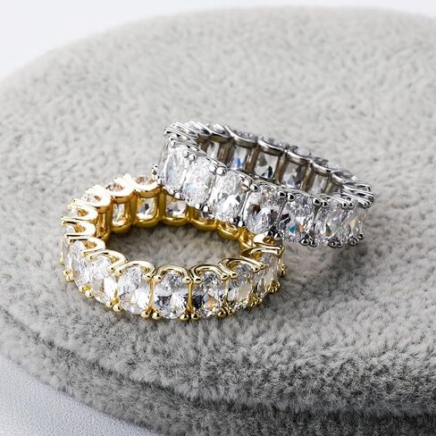 14K Gold over S925 Sterling Silver Mossanite Oval Cut Eternity Ring, Hip-Hop Style Ring, A Circle of Love, Perfect for Her in Saudi Arabia