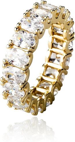 14K Gold over S925 Sterling Silver Mossanite Oval Cut Eternity Ring, Hip-Hop Style Ring, A Circle of Love, Perfect for Her in Saudi Arabia