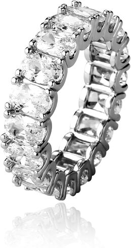 14K Gold over S925 Sterling Silver Mossanite Oval Cut Eternity Ring, Hip-Hop Style Ring, A Circle of Love, Perfect for Her in Saudi Arabia