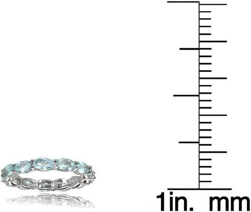 Ice Gems الفضة الاسترليني الأزرق توباز 5x3mm البيضاوي قطع الخلود الفرقة الدائري in Kuwait