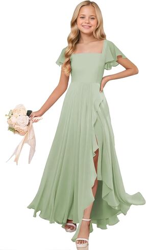 Junior Bridesmaid Dresses Chiffon Flower Girl Dress for Wedding Party Pageant Gowns Fancy Dress for Girls in Saudi Arabia
