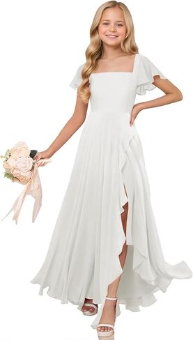 Junior Bridesmaid Dresses Chiffon Flower Girl Dress for Wedding Party Pageant Gowns Fancy Dress for Girls in Saudi Arabia