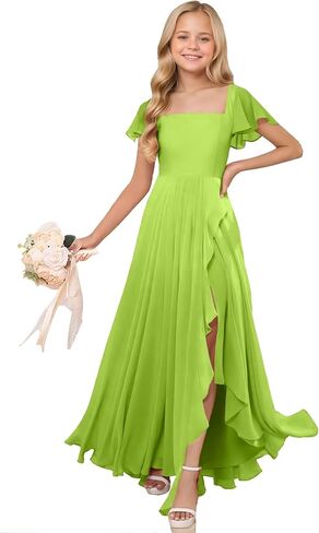 Junior Bridesmaid Dresses Chiffon Flower Girl Dress for Wedding Party Pageant Gowns Fancy Dress for Girls in Saudi Arabia