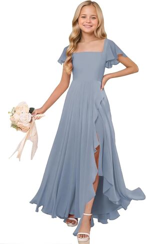 Junior Bridesmaid Dresses Chiffon Flower Girl Dress for Wedding Party Pageant Gowns Fancy Dress for Girls in Saudi Arabia