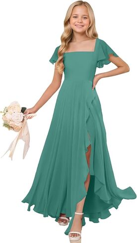Junior Bridesmaid Dresses Chiffon Flower Girl Dress for Wedding Party Pageant Gowns Fancy Dress for Girls in Saudi Arabia
