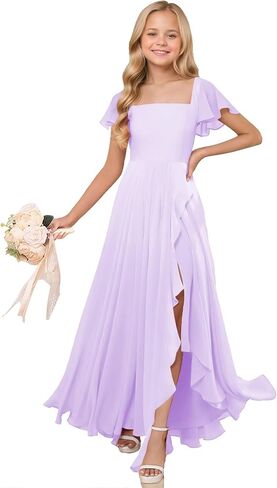 Junior Bridesmaid Dresses Chiffon Flower Girl Dress for Wedding Party Pageant Gowns Fancy Dress for Girls in Saudi Arabia