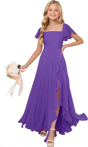 Junior Bridesmaid Dresses Chiffon Flower Girl Dress for Wedding Party Pageant Gowns Fancy Dress for Girls in Saudi Arabia