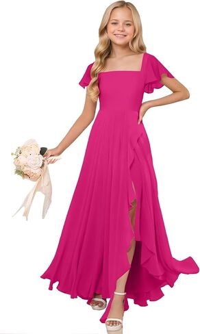 Junior Bridesmaid Dresses Chiffon Flower Girl Dress for Wedding Party Pageant Gowns Fancy Dress for Girls in Saudi Arabia