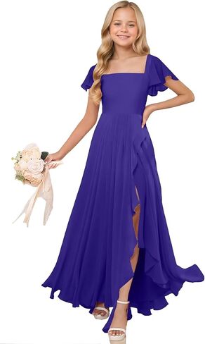 Junior Bridesmaid Dresses Chiffon Flower Girl Dress for Wedding Party Pageant Gowns Fancy Dress for Girls in Saudi Arabia