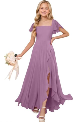 Junior Bridesmaid Dresses Chiffon Flower Girl Dress for Wedding Party Pageant Gowns Fancy Dress for Girls in Saudi Arabia