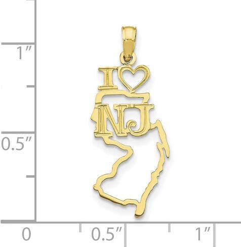 I Love New Jersey NJ Letters with Heart on State Shaped Pendant in Real 10k or 14k Gold in Saudi Arabia