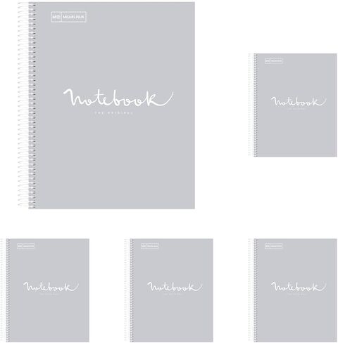 Miquel Rius M Emotions 1 Sprial Subject Notebook, Lined 11" x 8.5", 80 Sheets Heavy Weight White Paper, 3 Hole Punched, Micro-Perforated, Gray Board Cover in Kuwait