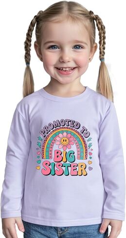 هدايا الأخت الكبرى للفتيات قمصان تم ترقيتها إلى قميص إعلان الأخت الكبرى تي شيرت للأطفال الصغار من عمر 2T إلى 8 سنوات in Kuwait