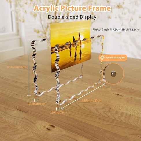 إطار صورة أكريليك، إطارات صور مغناطيسية أكريليك مقاس 5x7 إطار صور شفاف مزدوج الجوانب بسمك 10+10 مم إطار صورة صدفي قائم بذاته لعرض سطح المكتب، عبوتان in Kuwait