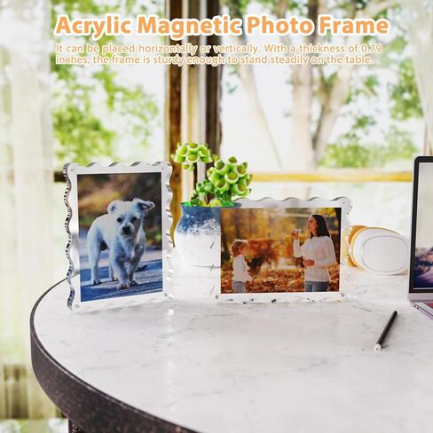 إطار صورة أكريليك، إطارات صور مغناطيسية أكريليك مقاس 5x7 إطار صور شفاف مزدوج الجوانب بسمك 10+10 مم إطار صورة صدفي قائم بذاته لعرض سطح المكتب، عبوتان in Kuwait