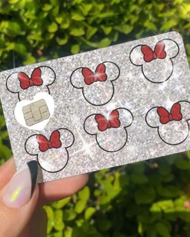 ملصق ExotixCard Ultra Bling Debit - غطاء لامع قابل للإزالة لجلد الائتمان، معلومات خلفية البطاقة ساطعة بشكل خاص، حماية - بدون فقاعات، نحيف، غطاء بطاقة مقاوم للماء بتصميم فضي (ماوس) in Kuwait