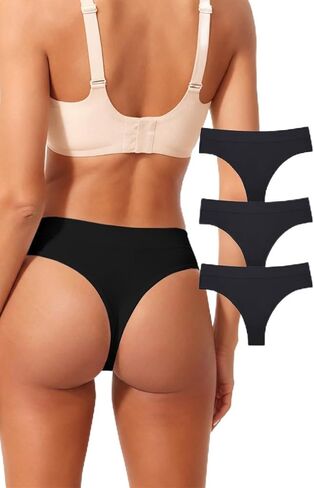 Seamless Thongs for Women Pack - No Show Invisible Underwear, Ultra Soft Breathable Panties for Yoga & Everyday in Saudi Arabia
