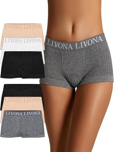 Livona 6-Pack Girls' Seamless Boyshort Underwear,Moisture-Wicking Kids Panties,No-Ride Design in Saudi Arabia