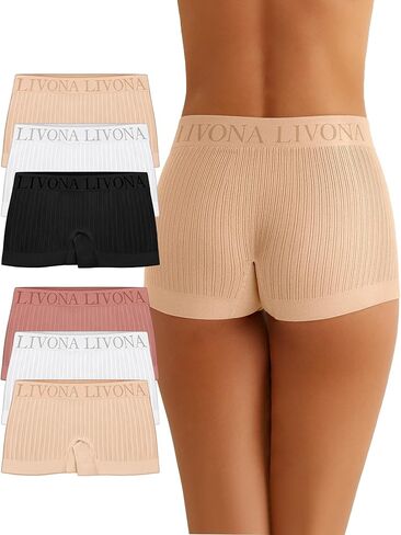 Livona 6-Pack Girls' Seamless Boyshort Underwear,Moisture-Wicking Kids Panties,No-Ride Design in Saudi Arabia