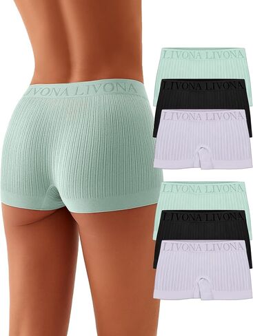 Livona 6-Pack Girls' Seamless Boyshort Underwear,Moisture-Wicking Kids Panties,No-Ride Design in Saudi Arabia