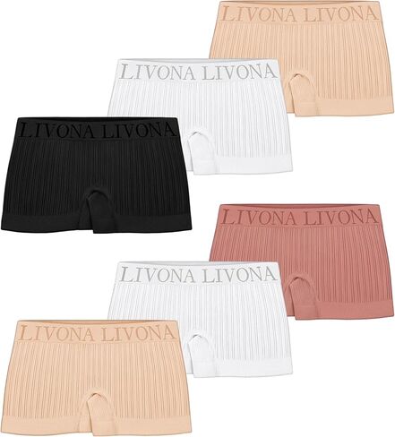 Livona 6-Pack Girls' Seamless Boyshort Underwear,Moisture-Wicking Kids Panties,No-Ride Design in Saudi Arabia