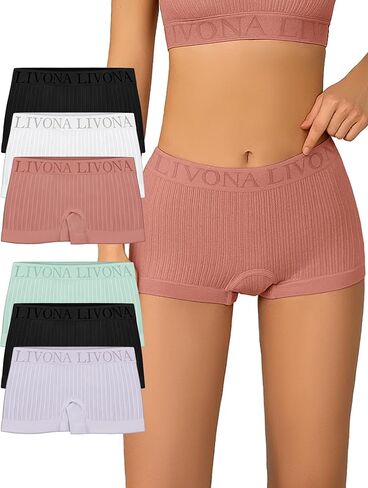 Livona 6-Pack Girls' Seamless Boyshort Underwear,Moisture-Wicking Kids Panties,No-Ride Design in Saudi Arabia