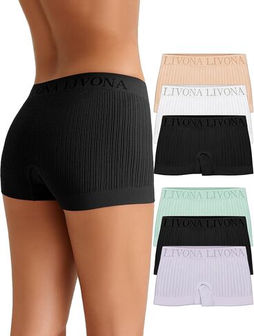 Livona 6-Pack Girls' Seamless Boyshort Underwear,Moisture-Wicking Kids Panties,No-Ride Design in Saudi Arabia