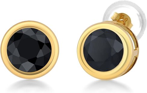 Gem Stone King 14K Yellow Gold Red Rhodolite Garnet Stud Earrings For Women (1.28 Cttw, Gemstone January Birthstone, Round 5MM) in Saudi Arabia