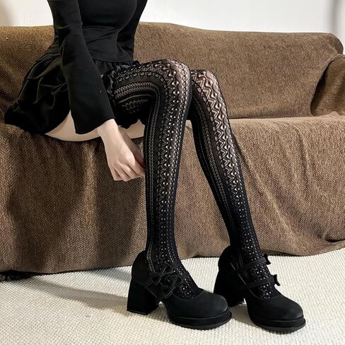 2 Pairs Lace Thigh High Stockings With Bows Y2K Lace Socks Over Knee Long Stocking in Saudi Arabia
