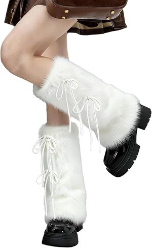Faux Fur Fuzzy Leg Warmers Furry Boot Covers for Women Fluffy Boot Cuffs Shoes Cover Sleeves Costumes Accessories in Saudi Arabia