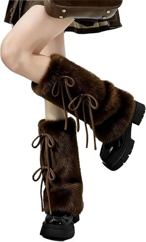 Faux Fur Fuzzy Leg Warmers Furry Boot Covers for Women Fluffy Boot Cuffs Shoes Cover Sleeves Costumes Accessories in Saudi Arabia
