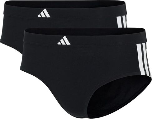 adidas Womens 3 Stripes Active Essentials Cotton Hipster Underwear 2-Pack, Black/Black, Small in Saudi Arabia