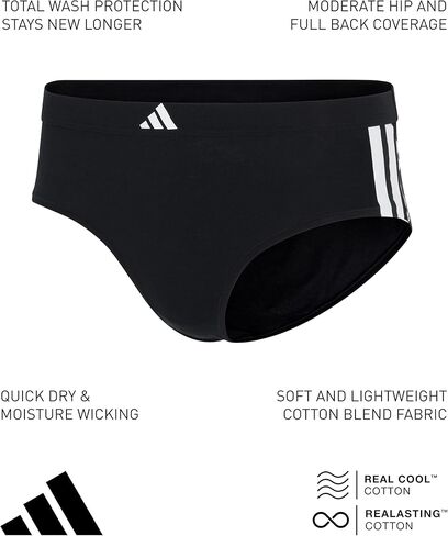 adidas Womens 3 Stripes Active Essentials Cotton Hipster Underwear 2-Pack, Black/Black, Small in Saudi Arabia