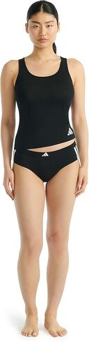 adidas Womens 3 Stripes Active Essentials Cotton Hipster Underwear 2-Pack, Black/Black, Small in Saudi Arabia