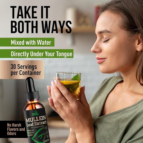 مستخلص أوراق مولين للرئتين - قطرات مولين لدعم صحة الجهاز التنفسي وتطهير الرئة من السموم - نباتي خالي من السكر وخالي من الغلوتين - مكمل سائل للرجال والنساء 2 أونصة سائلة. أوقية (60 مل) in Kuwait