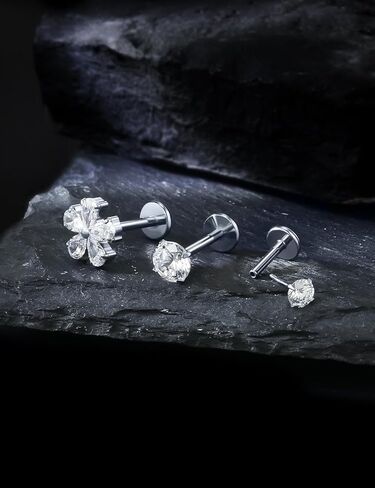 20G 18G 16G Astm F136 Titanium Threadless Flat Back Earrings Nose Studs Tragus Forward Helix Conch Cartilage Lobe Earrings Stud Medusa Labret Monroe Lip Ring Piercing Jewelry For Women Men in Saudi Arabia