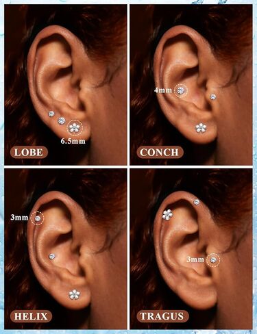 20G 18G 16G Astm F136 Titanium Threadless Flat Back Earrings Nose Studs Tragus Forward Helix Conch Cartilage Lobe Earrings Stud Medusa Labret Monroe Lip Ring Piercing Jewelry For Women Men in Saudi Arabia