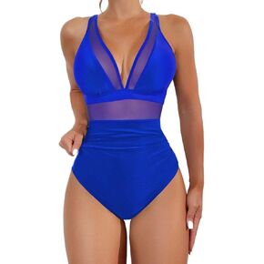 Womens High Stretch Backless Criss-Cross One-Piece Swimsuit Deep V-Neck Monokini for Beach and Summer Fun in Kuwait