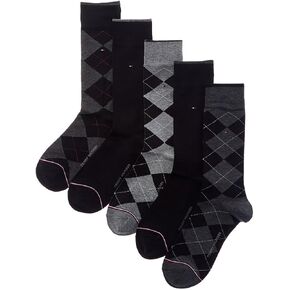 Tommy Hilfiger Men's 5 Pack Signature Argyle Dress Crew Socks, black Shoe Size 7-12 in Kuwait