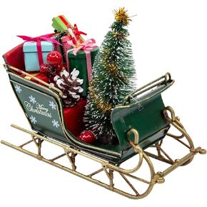 YCHTEWY-Red Santa Sleigh ديكور عيد الميلاد لسطح الطاولة ديكورات المنزل في العطلات مع سحر ريفي، ديكور معدني لعيد الميلاد (G) (G RED 6.7") in Kuwait