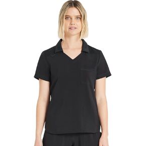 Womens Medical Scrub Top Collared Design Stretchy Fabric Moisture Control with 3 Functional Pockets & Shirttail Hem in Saudi Arabia