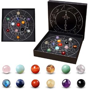 Runyangshi Natural Crystal Constellation Set with Zodiac Chart - 12 Pcs Healing Crystals Ball for Astrology Enthusiasts, Home Decor & Spiritual Gift in Saudi Arabia