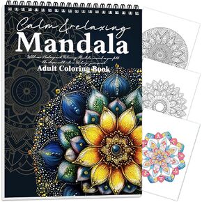 Adult Coloring Book Spiral Bound, Mindfulness Coloring Book for Women Relaxation, Thick Paper One Sided Design, Gift for Adult to Relax and Relieve Anxiety-Magic Wishing in Kuwait