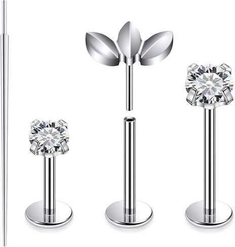 20G 18G 16G Astm F136 Titanium Threadless Flat Back Earrings Nose Studs Tragus Forward Helix Conch Cartilage Lobe Earrings Stud Medusa Labret Monroe Lip Ring Piercing Jewelry For Women Men in Saudi Arabia