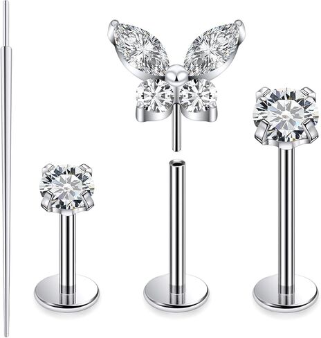 20G 18G 16G Astm F136 Titanium Threadless Flat Back Earrings Nose Studs Tragus Forward Helix Conch Cartilage Lobe Earrings Stud Medusa Labret Monroe Lip Ring Piercing Jewelry For Women Men in Saudi Arabia