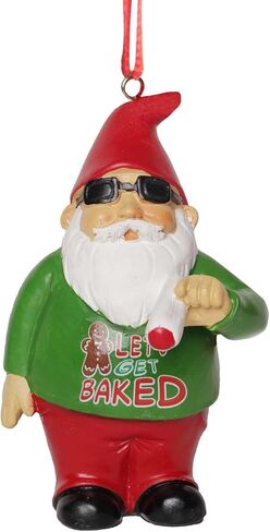Gnometastic Holiday Double Bird Gnome Ornament, 3.5 Inch - Inappropriate, Funny Christmas Ornaments for Adults, Holiday Home Decor and White Elephant Gifts for Adults in Kuwait