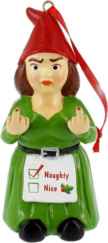 Gnometastic Holiday Double Bird Gnome Ornament, 3.5 Inch - Inappropriate, Funny Christmas Ornaments for Adults, Holiday Home Decor and White Elephant Gifts for Adults in Kuwait