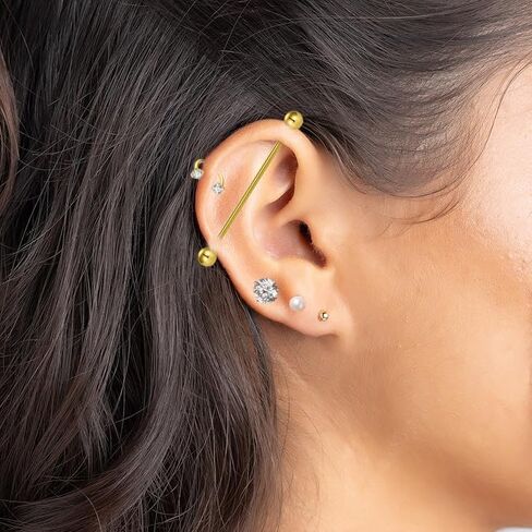 AVYRING طقم ثقب الأذن من الفولاذ المقاوم للصدأ طقم إبرة ثقب الأذن القابل للتصرف مع حلق مسمار الحديد الصناعي 14G 16G 18G 20G إبر التفكيك المشابك للغضروف الزنمة in Kuwait