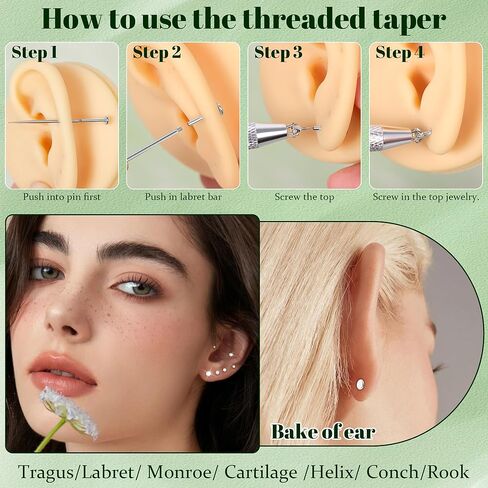 16G 18G 12 قطعة أقراط مسطحة الظهر 316L فولاذ جراحي ملولب داخليًا للنساء Tragus Labret Monroe الغضروف الحلزون محارة ترصيع هيبوالرجينيك مسمار الأنف ثقب المجوهرات in Kuwait