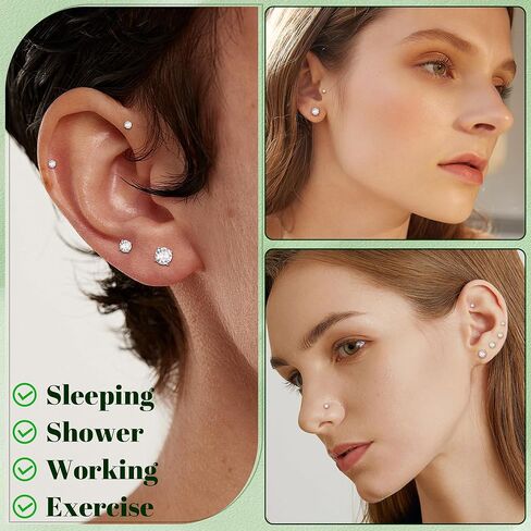 16G 18G 12 قطعة أقراط مسطحة الظهر 316L فولاذ جراحي ملولب داخليًا للنساء Tragus Labret Monroe الغضروف الحلزون محارة ترصيع هيبوالرجينيك مسمار الأنف ثقب المجوهرات in Kuwait